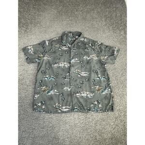 Batek Bay Shirt Mens 2XL Green Rayon Floral Short Sleeve Button Up Relaxed Fit